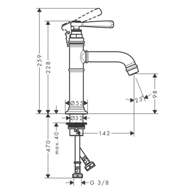 Смеситель для раковины Axor Montreux 16516820 шлифованный никель