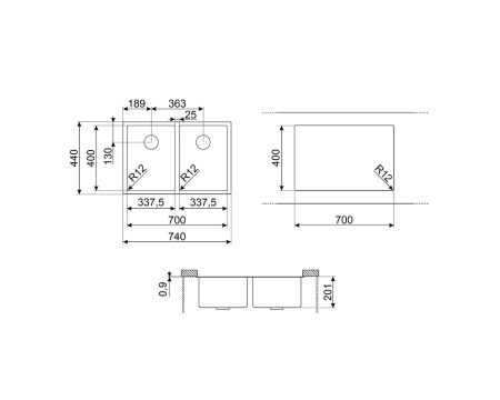 Мойка Smeg VR12S3434