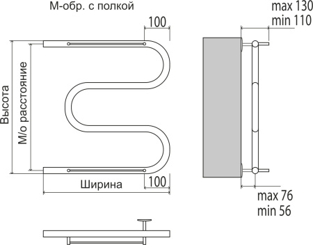 Водяные полотенцесушители с полкой в Москве и МО