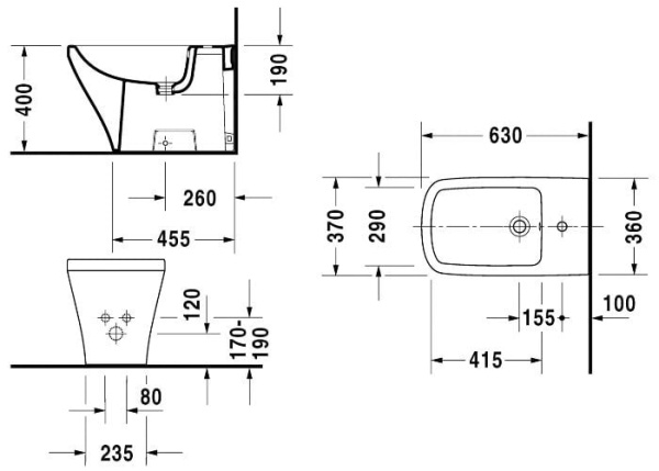 Биде напольное Duravit DuraStyle 22831000001-WG