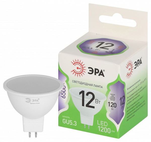 Лампа светодиодная Эра Green Line GU5.3 12Вт 6500K LED MR16-12W-865-GU5.3 GL