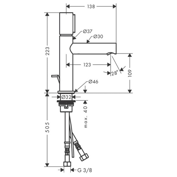 Смеситель для раковины Axor Uno 45010000
