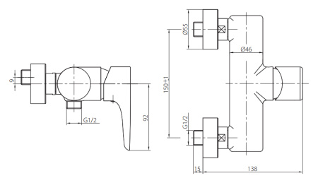 Смеситель для душа Damixa Origin TOP 832000000