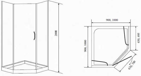 Душевой уголок Timo TL (BY-839 100C)