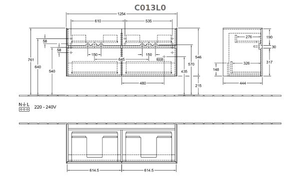 Тумба под раковину Villeroy&Boch COLLARO C013L0PD black matt