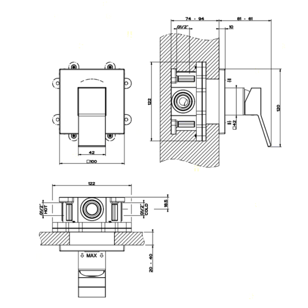 Смеситель для душа Gessi Rettangolo K 53109#031
