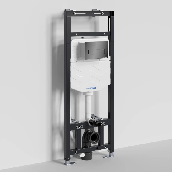 Инсталляция для унитаза WasserKRAFT Alme 15 15TLT.010.ME.PB03 с кнопкой смыва, черный глянец