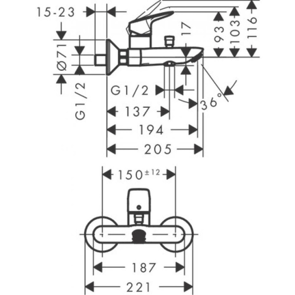 Смеситель для ванны hansgrohe Logis ВМ 71401000