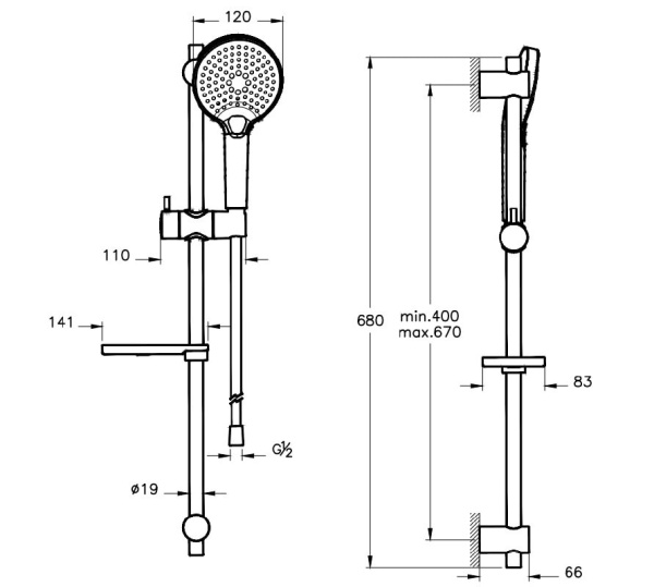Душевой гарнитур Vitra Bliss A4574336EXP черный