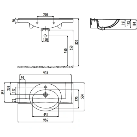 Раковина 96,6x50,4 см Creavit Etol ET09500000