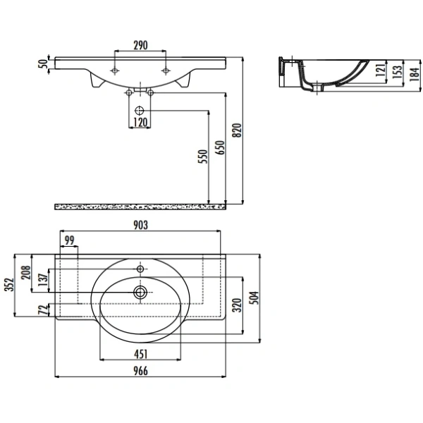 Раковина 96,6x50,4 см Creavit Etol ET09500000