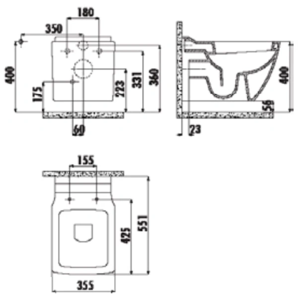 Унитаз подвесной Creavit Trend TP324-11CB00E-0000 белый