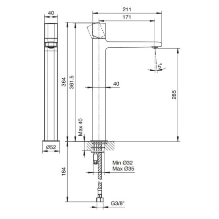 Смеситель для раковины Fantini Lame 24 02 M006WF