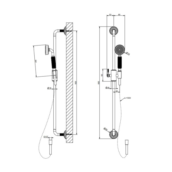 Душевой гарнитур Gessi Venti 20 65144#710 латунь
