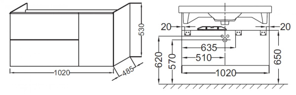 Тумба под раковину 100 см Jacob Delafon Odeon Up EB891-N26 серый
