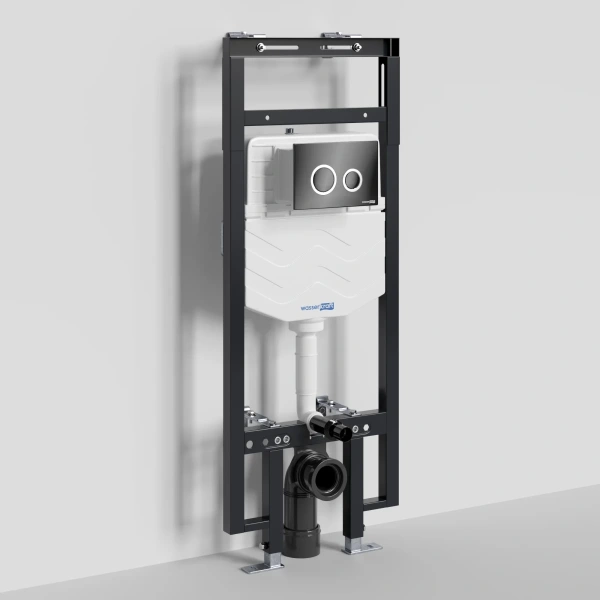 Инсталляция для унитаза WasserKRAFT Dinkel 58 58TLT.010.ME.PB01 с кнопкой смыва, черный глянец/хром/черный глянец
