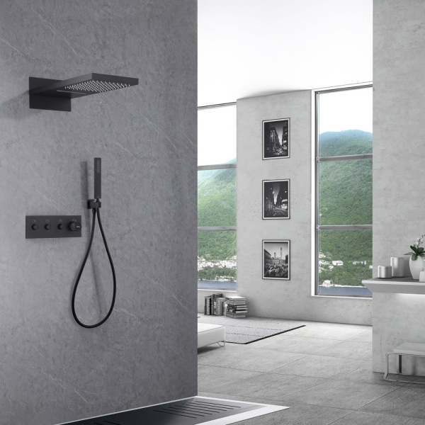 Душевой комплект Abber Rund AF8752B черный матовый