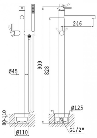 Смеситель для ванны Cezares CZR-B-VDP-03 золото