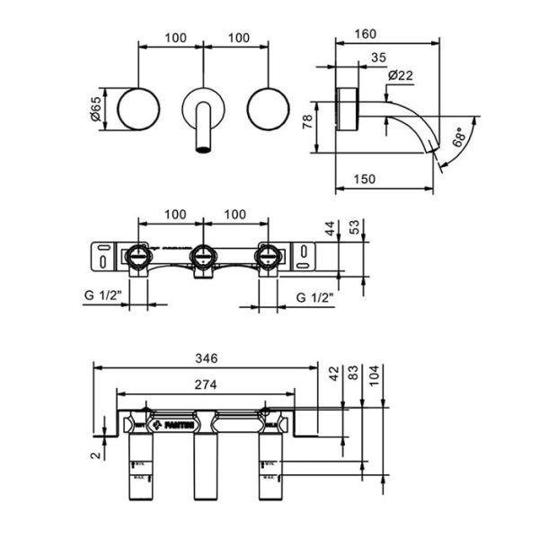 Смеситель для раковины Fantini Nice 65 02 S210SB