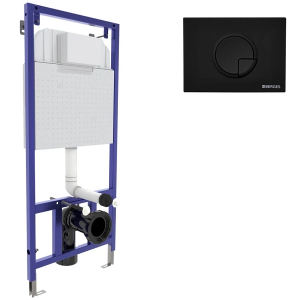 Инсталляция для унитаза Berges Novum R5 040225 с кнопкой смыва, черный матовый