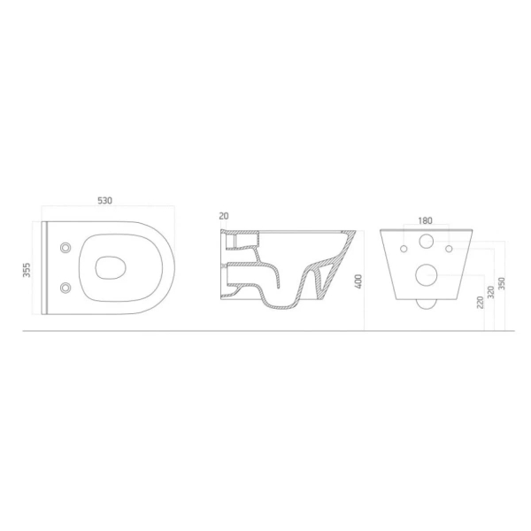 Унитаз подвесной Boheme Avva 972-B безободковый, черный матовый
