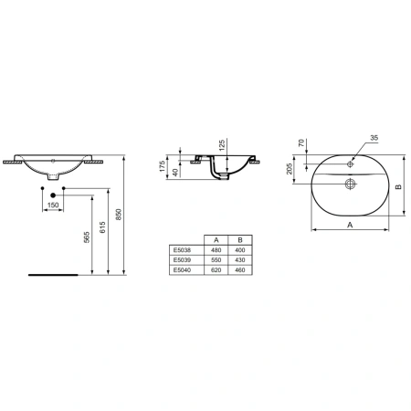 Раковина 55x43 см Ideal Standard Connect E503901