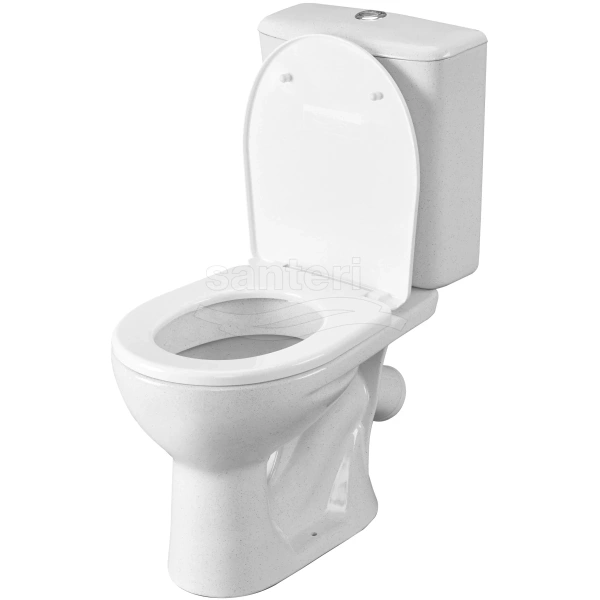 Унитаз-компакт Santeri Orion 1.P400.8.S01.00B.F (4607143311329) косой выпуск, с сиденьем, крап на белом