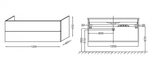 Тумба под раковину 120 см Jacob Delafon Vox EB2071-R4-E16 ореховое дерево