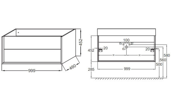 Тумба под раковину Jacob Delafon Vivienne EB1585-N18-G1C