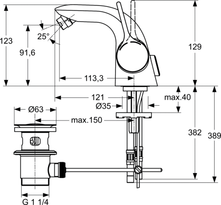 Смеситель для биде Ideal Standard Melange A4268AA