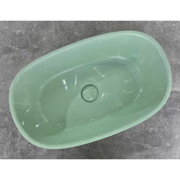 Раковина-чаша Salini S-Sense Sofia 1101106GF6019 56x33,5 см, накладная, бело-зеленый глянец