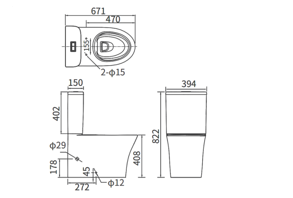 Бачок Arrow AS8232D белый