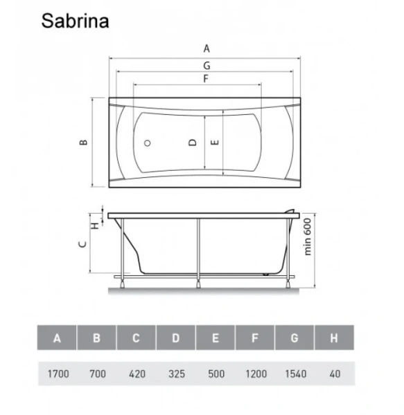 Акриловая ванна Relisan Sabrina 170х70 Гл000024804 белый