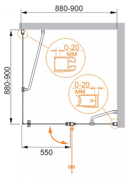 Душевой уголок Cezares Elena 100x100 ELENA-W-A-12-100-P-Cr-R