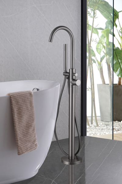 Смеситель для ванны Abber Wasser Kreis AF8115NG напольный с душевым гарнитуром никель