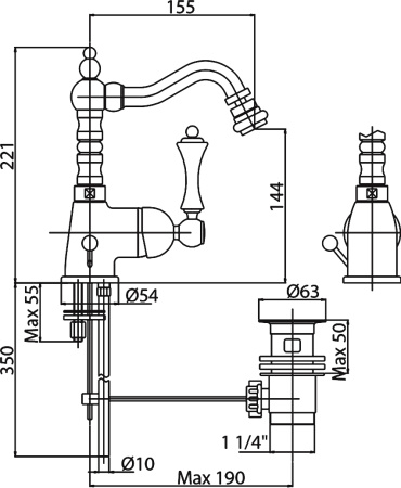 Смеситель для биде Cezares Margot MARGOT-BSM2-02-M