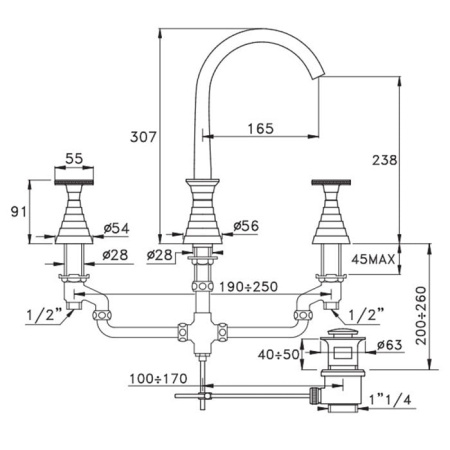 Смеситель для раковины Stella Titian TT 00015 BZ00 бронза