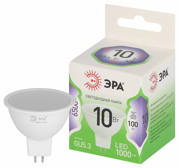 Лампа светодиодная Эра Green Line GU5.3 10Вт 6500K LED MR16-10W-865-GU5.3 GL