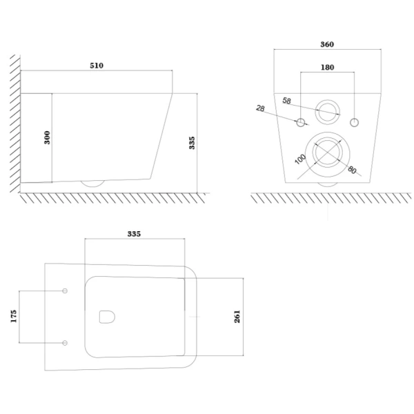 Унитаз подвесной Olive’S Porto PR30117DP безободковый, с сиденьем микролифт, черный глянец
