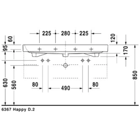 Раковина 120x50,5 см Duravit Happy D.2 2318120024