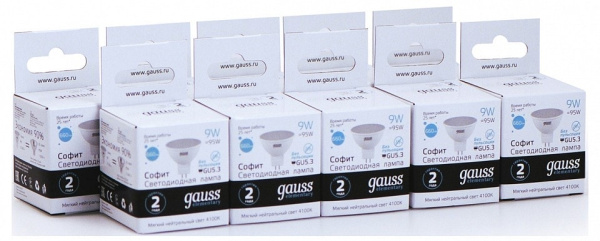 Лампа светодиодная Gauss Софит GU5.3 9Вт 4100K 13529