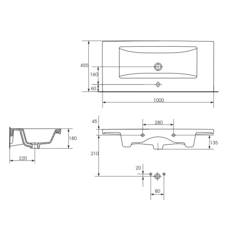 Раковина 100x45,5 см Cersanit Como UM-COM100/1