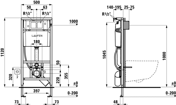Инсталляция для подвесного унитаза Laufen Installation System 8.9466.1.000.000.1