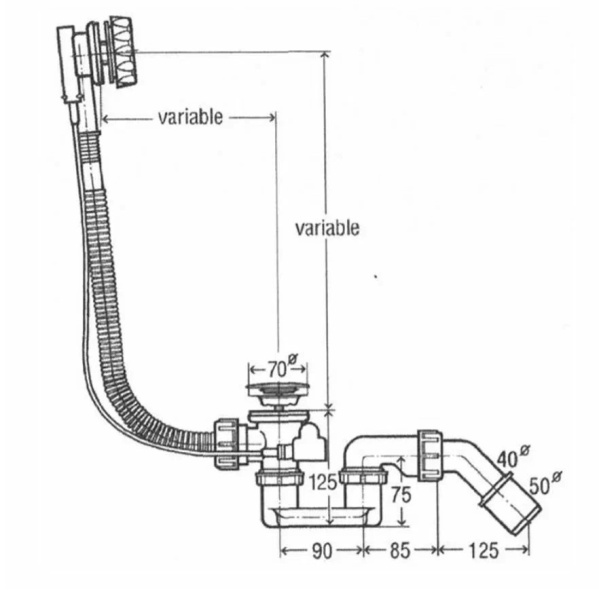 Сифон и донный клапан для ванн Vitra Silfra 59970013000 с переливом