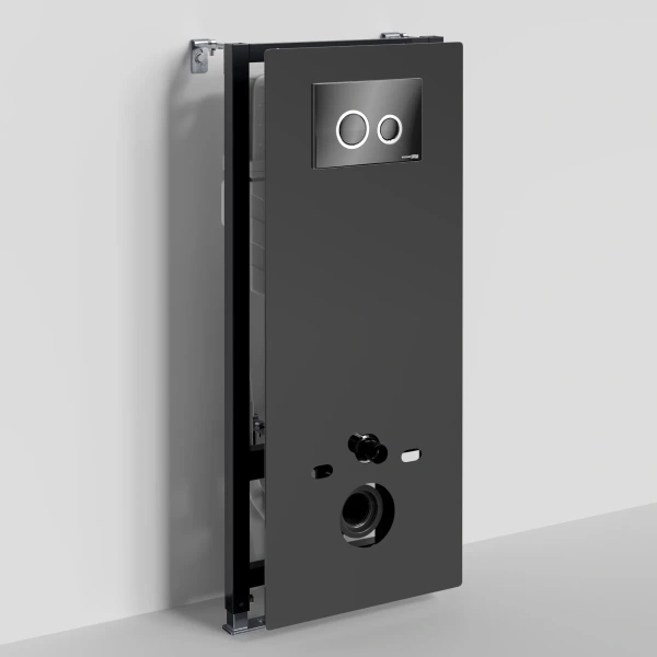 Инсталляция для унитаза WasserKRAFT Abens 20 20TLT.010.ME.BL.PB01 с кнопкой смыва, черный глянец/хром/черный глянец