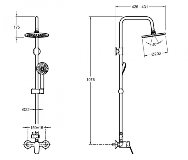 Душевая стойка Jacob Delafon Brive E24329-CP хром