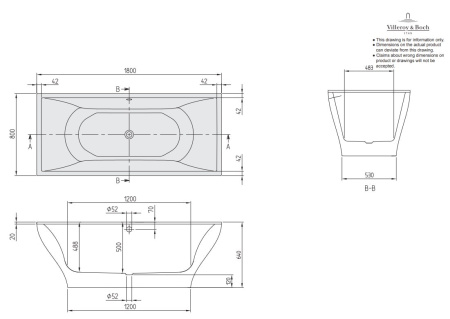 Квариловая ванна Villeroy&Boch La Belle 180x80 UBQ180LAB2PDV-01