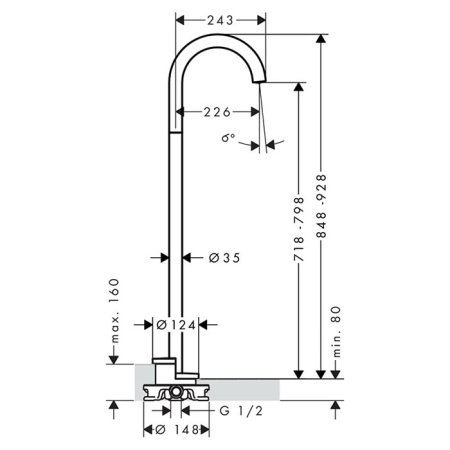 Напольный излив Axor Uno 38412000