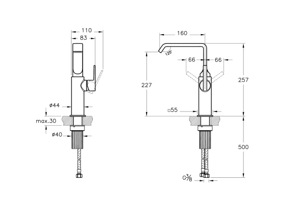 Смеситель для раковины Vitra Suit A4276539 черный глянцевый