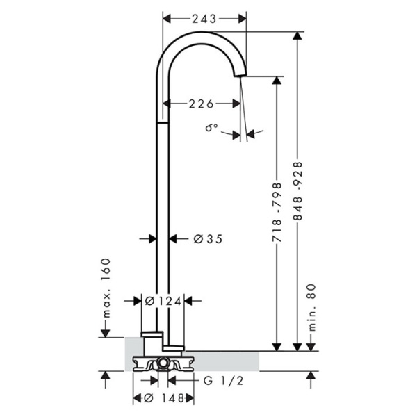 Напольный излив Axor Uno 38412000